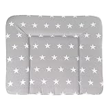 roba Wickelauflage Little Stars - 85 x 75 cm - Baby Wickelunterlage mit Sternen Design - Weiche Wickeltischauflage in Weiß / Hellgrau
