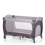 Hauck Reisebett Sleep N Play Go Plus 120 x 60 cm, für Babys und Kinder ab Geburt bis 15 kg, mit Rollen, Leicht, Kompakt Faltbar, Inklusive Transporttasche und Faltboden, Schlupf, Stone Grau