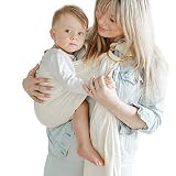 Shabany® - Ring Sling Tragetuch - 100% Bio Baumwolle - Babybauchtrage für Neugeborene Kleinkinder bis 15 KG - inkl. Baby Wrap Carrier Anleitung - beige (dances)