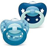 NUK Signature Schnuller | BPA-freier Schnuller aus Silikon | 18-36 Monate | blaugrüne Sterne | 2 Stück