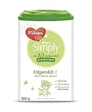 Milupa Simply 2 - Folgemilch nach dem 6. Monat, Mit DHA, ALA & A2, Ohne Palmöl, GOS, FOS, Babynahrung, Milchpulver, 1x 800 g