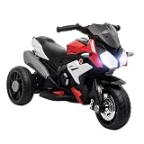HOMCOM Elektro Kindermotorrad Elektromotorrad mit Musik, Scheinwerfer, Kinder Elektro Motorrad für Kinder von 3-5 Jahren Schwarz+Rot