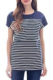 Smallshow Stillshirt Kurzarm Umstands Tshirt Umstandstop Umstandsmode Stilltop Baumwolle Schwangerschaft Streifen Shirt