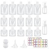 Homgaty Reiseflaschen Set, 15 Nachfüllbare Leere Quetschbeutel, Reisegrößen Behälter 30/50/100 ml mit mit Kosmetikdosen und Pumpspenderflaschen, Reise Flaschen, Auslaufsichere, BPA-frei