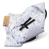 Einschlagdecke Babyschale Baby Decke 90x90 cm - Fußsack Blanket für Kinderwagen und Autositz Ganzjahres für Neugeborenen und Kleinkinder Einschlagsdecken für 3 und 5 Punkt Gurt Minky Oeko-Tex
