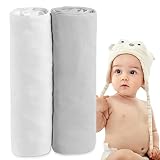 Dreamzie - Spannbettlaken 70x140 Baby 2er Pack - Baumwolle Oeko Tex Zertifiziert - Weiß und Grau - 100% Jersey Spannbetttuch 70x140cm