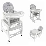 KINDEREO 5 in1 Multi Kinderhochstuhl Stuhl Kombihochstuhl Tisch Baby Hochstuhl Schaukel (Grau)