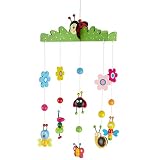 Bieco 3D Baby Mobile Käferchen aus robustem Holz, Viele bunte Tiere und Blumen, Blickfang am Babybett, Kinderbett, Wickeltisch oder am Spielbogen. Für Babys ab 0 Monaten