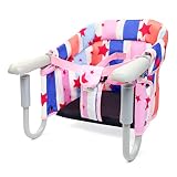 Balipig Tischsitz Portable Faltbar Babysitz mit Rutschfestem Clip Baby Hochstuhl Sitzerhöhung mit Transportbeutel für zu Hause und Unterwegs Baby Esszimmerstuhl - Maximale Belastung 15Kg,Rosa, C4