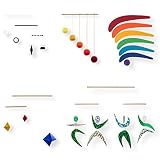 Set of 5 Montessori inspired mobiles - Black and White mobile, Orange Gobbi, Dancers, Octahedron, Rainbow. Montessori mobile. Baby mobile. Hanging mobile. Crib toy