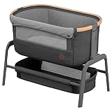 Maxi-Cosi Iora Beistellbett, hochwertiges, höhenverstellbares Babybett, nutzbar ab der Geburt bis max.9 kg, Inkl. Matratze und Tasche, kompakt faltbar, passt neben fast jedes Bett, Essential Graphite