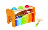 Hape Xylophon und Hammerspiel mit ausziehbarem Xylophon, langlebiges Holzspielzeug für Kleinkinder, multifunktional und in leuchtenden Farben