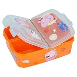 Peppa Wutz Brotdose mit 3 Fächern, Kids Lunchbox,Bento Brotbox für Kinder - ideal für Schule, Kindergarten oder Freizeit