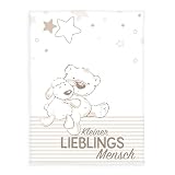 Herding Fynn Babydecke, Lieblingsmensch Motiv, 75 x 100 cm, Microfaserflausch, Weiß