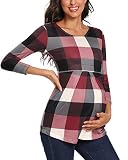 Love2Mi Damen Schwanger Umstandsmode 3/4 Ärmel & Kurzarm Umstandsbluse Schön und Elegant T-Shirt