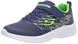 Skechers Jungen Microspec Texlor Sneaker, Navy Textile Lime Silver Trim, 34 EU