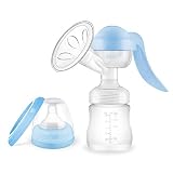 Handmilchpumpe, 2 modi Verstellbare Silikon Manuelle Milchpumpe BPA-frei & 100% Lebensmittelechtes Silikon mit Milchflasche von 180 ml