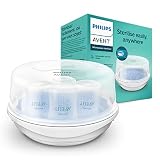 AVENT Mikrowellen Sterilisator, Dampf-Sterilisator für bis zu 4 Babyflaschen, Schnuller und Zubehör, weiß (Modell SCF281/02)