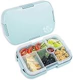 Bento Box Kinder mit Fächern,Lunchbox für Junge,Brotdose für Mikrowelle und Spülmaschine,Jausenbox für Kindergarten,Schule ,Klein Snackbox Brotbox mit 6 Unterteilung und Auslaufsicher (Farbe: Blau)
