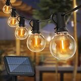 Lichterkette Außen Solar, TOGAVE LED Lichterkette Glühbirnen 10er Solar Lichterkette Aussen Wetterfest mit 4 Modi, IP65 Wasserdicht Solarlichterkette Für Balkon Deko, Garten, Hochzeit - Warmweiß