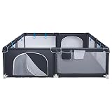 ONVAYA® Laufgitter | Laufstall für Babys | 160 x 200 cm | Schutzgitter für Kinder | Rechteckiges Krabbelgitter | Absperrgitter | Babyzaun in Grau | sicher & schadstofffrei