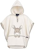 Morgenstern Badeponcho Kinder 1–3 Jahre mit Kapuze – 100% Baumwolle Oeko TEX® Handtuchponcho Kleinkind – Weicher Strandponcho mit Motiv, Farbe: beige
