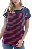 Smallshow Stillshirt Kurzarm Umstands Tshirt Umstandstop Umstandsmode Stilltop Baumwolle Schwangerschaft Streifen Shirt, Marine, M