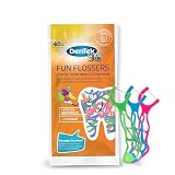 Dentek Fun Flossers Kids - Zahnseide-Sticks speziell für Kinder - mit Fruchtgeschmack - rutschfester Griff - bunte Farben, 1 X 40 Stk