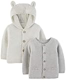 Simple Joys by Carter's Unisex Baby 2-Pack Neutral Knit Cardigan Sweaters Strickjacke, Grau, 12 Monate (2er Pack)