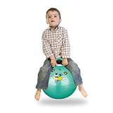 Relaxdays 10022554_53 Hüpfball Kinder, Maus, mit Griff, für Drinnen und Draußen, mit Tier-Motiv, weich, 45 cm Durchmesser, grün