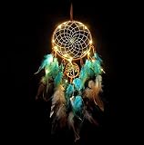 Bohemien Traumfänger, Vegena handgefertigt Dreamcatcher, Feder-Traumfänger, LED-Traumfänger, Traumfänger für Heimdekoration an der Wand hängendes Geschenk Handwerk