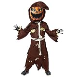 Spooktacular Creations Gruseliges Vogelscheuche Kürbis Bobble Kopf Kostüm mit Kürbis Halloween Maske für Kinder Rollenspiele (Medium (8-10 yrs))