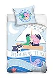 CT Baby Bettwäsche Set 2tlg. 100% Baumwolle Größe: 100x135 cm, 40x60 cm, ÖkoTex Standard 100 Peppa Wutz Dreaming Blau