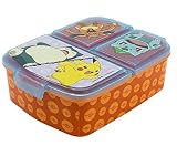 Kinder Brotdose Pikachu Pokemon Brotbox mit 3 Fächern, Kids Lunchbox, Bento Brotbox für Kinder - ideal für Schule, Kindergarten oder Freizeit