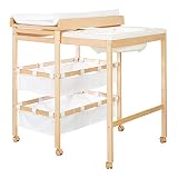 roba Bade Wickel Kombi Baby Pool - Wickeltisch ausziehbar mit integrierter Badewanne - Mobile Kombination aus Holz natur - Inkl. Wickelauflage weiß, 1 Stück (1er Pack)