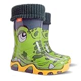 Demar Kinder Gummistiefel Krokodil Regenstiefel Kinderstiefel gefüttert mit Innensocken für Mädchen Jungen (26/27, Krokodil)