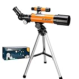Svbony SV502 Teleskop für Kinder Anfänger, 360/50mm mit Superleichtem Stativ 45° Zenitspiegel 20mm Okular, für Kinder Bildung Geburtstag Mond Vögel Beobachten