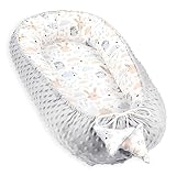 Warmes Nestchen Baby 90x50 cm - Kuschelnest Neugeborene Nestchen Winter / Herbst Kokon Babynest Eule Grau