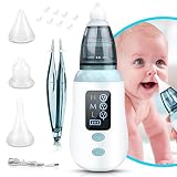 VANCOCON Nasensauger Baby Elektrische Baby Nasensauger USB Aufladen Medizinisches Silikon Nasal Aspirator mit 3 Saugstärken und 3 Wiederverwendbaren Rotzsaugernn LED-Anzeige für Baby Kleinkinder
