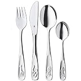 WMF Tiere Kinderbesteck Set Set 4-teilig, Kinderbesteck Edelstahl, Besteck Kinder ab 3 Jahre, Cromargan poliert, Universalverpackung