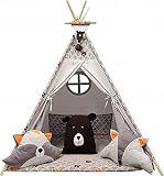 Izabell® Kinder Spielzelt Teepee Tipi Set für Kinder drinnen draußen Spielzeug Zelt Indianer Indianertipi mit Fenster Tipi mit Zubehör Tipizelt kinderzelt (braun)