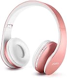 ZAPIG Premium Kinderkopfhörer, Bluetooth Kopfhörer für Kinder mit Gehörschutz, Leichte Kinder Kopfhörer mit Faltbare Kopfband, Rosa Gold