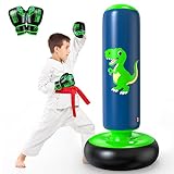 QPAU Boxsack Kinder, Aufblasbarer Standboxsack für 3-8, Geschenke FüR Jungen Und MäDchen, Boxsack Stehend Kinder Set für Die Praxis Karate, Taekwondo, MMA