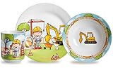 Ritzenhoff & Breker Kindergeschirr Set Bauarbeiter, 3-teilig, Porzellan, 27 x 27 x 15 cm