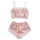HCOO Baby Doll Dress Dessous Nachtwäsche Damen Damen Sommer Pyjama Ouvert Schlafanzug Damen V BH Push Up Transparenter Schlafanzug (Rosa,XL)