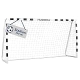 HUDORA Fußballtor Stadion - Standfestes Fußballtor für Kinder & Erwachsene - wetterfestes Fußballtor mit engmaschigem Netz für Zuhause - Hochwertige Outdoor Torwand für Freizeit & Training