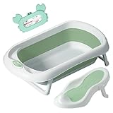 Faltbare Babybadewanne mit Badesitz/Badewanne XXL mit Thermometer zur Kontrolle der Wassertemperatur / 3-Stufen-Badewanne - Ab Geburt bis 3 Jahre