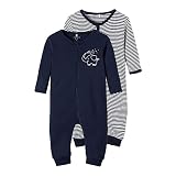 NAME IT Baby - Mädchen Nbnnightsuit 2p Zip Y/D Core Noos Schlafanzug, Dark Sapphire, 74 EU