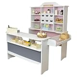 Roba Kaufladen Macaron Rosa-Weiss aus Holz - Großer Kaufmannsladen für Kinder - Marktstand