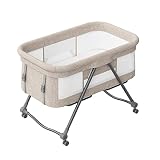 UBRAVOO Faltbares beistellbett Baby, Grab-and-go Baby Bett mit Matratze & Rädern für Neugeborene, Kinderreisebett I Kinderbett I Zustellbett, Bravo Basic, Khaki